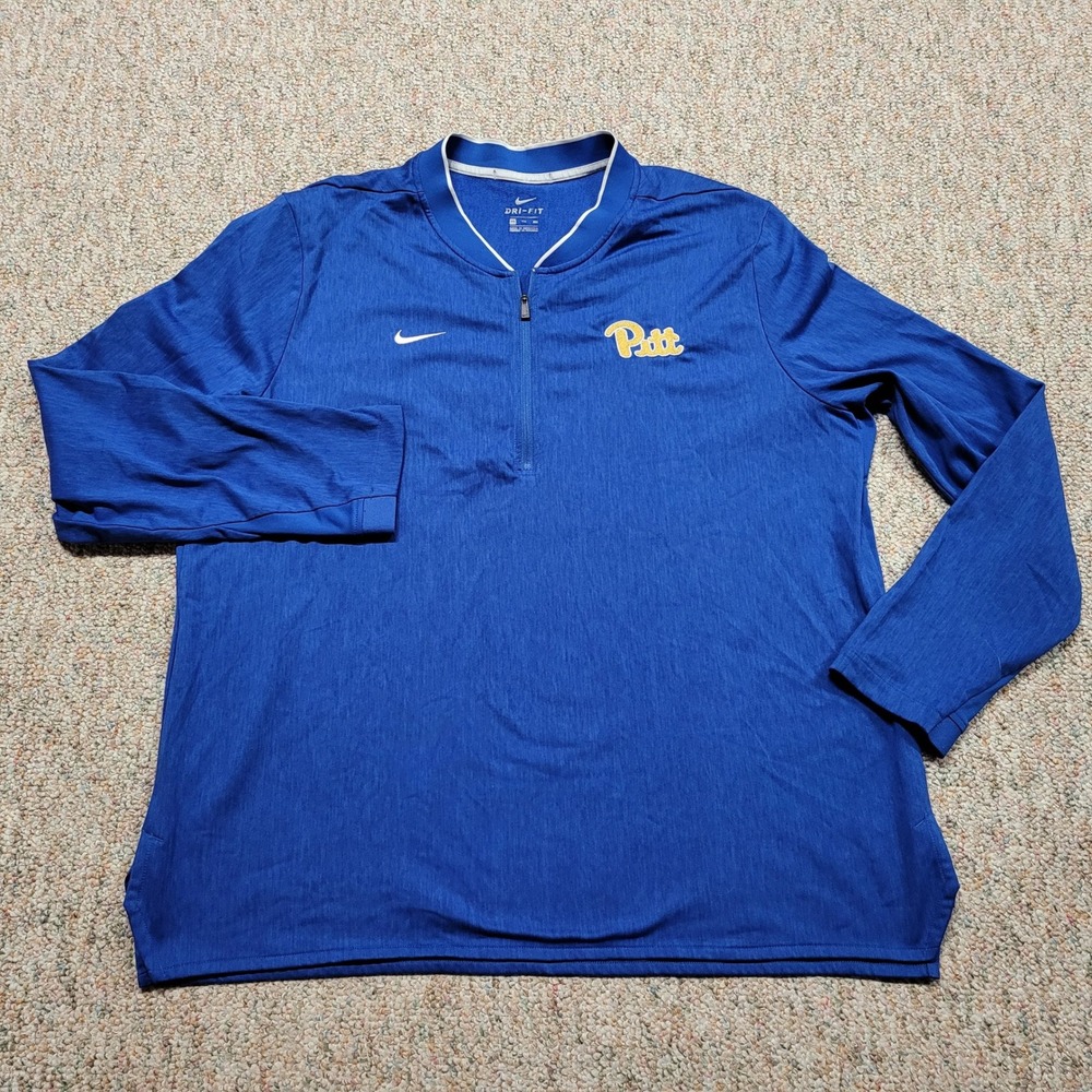 Nike Pitt Panthers Pullover Mens 2XL Blue Quarter Zip Long Sleeve NCAA Training